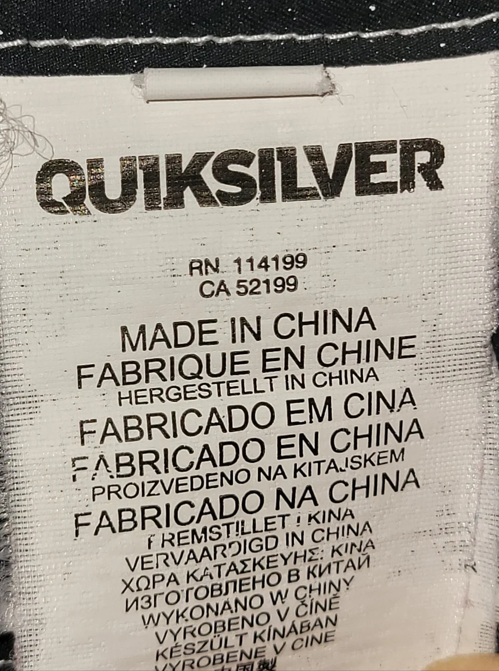 Quiksilver brand size